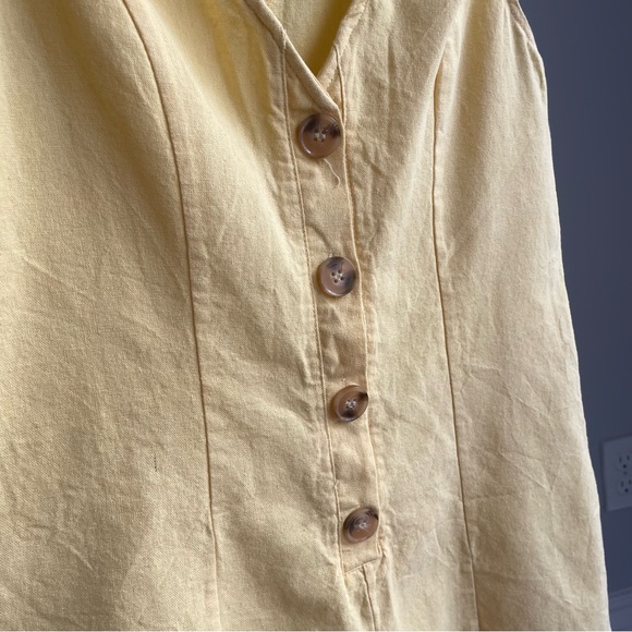 Princessp Polly Linen Button Front Sleeveless Romper / Playsuit in Butter Yellow - Picture 6 of 7